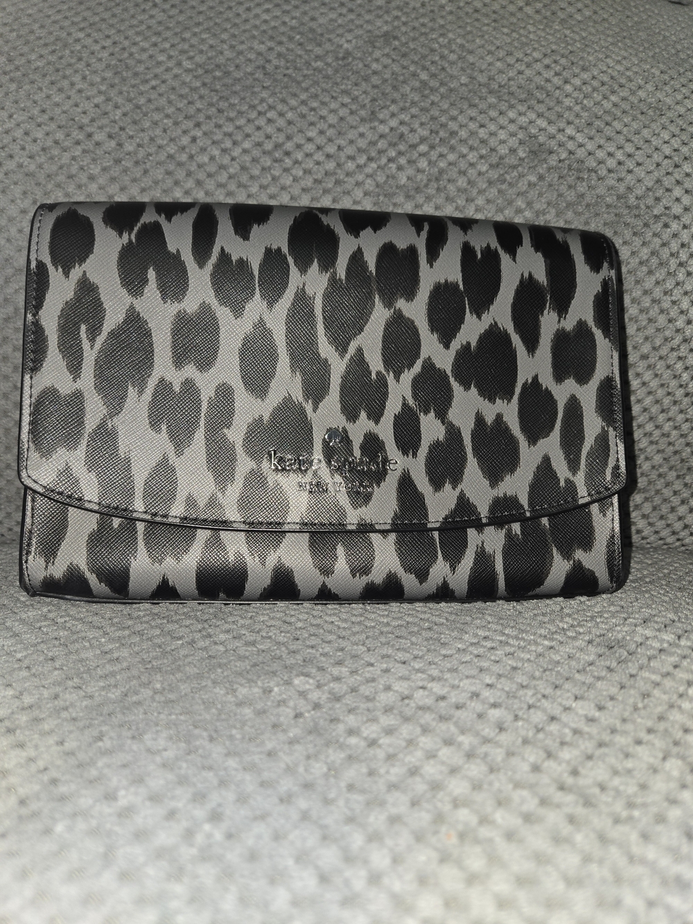 kate spade Leopard Print Gray and Black Crossbody Clutch